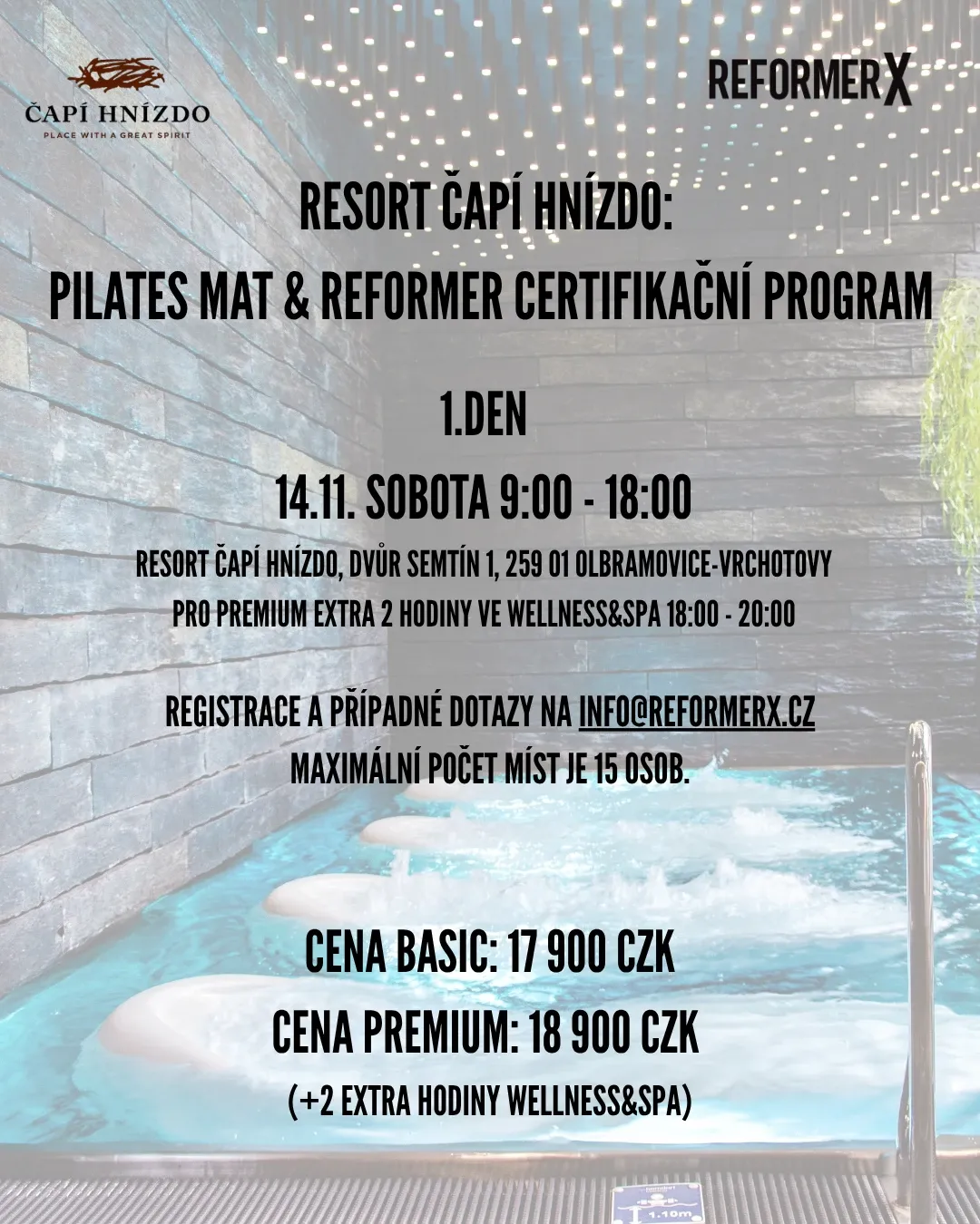 Day 1 poster: Saturday 14 November, Resort Čapí hnízdo